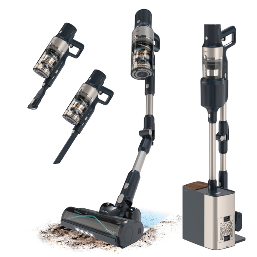 Cecotec Conga Rockstar 5500 Hurricane Station Flex Aspirador Escoba Vertical sin Cable - 700W - Autovaciado - Autonomia 90min - 30kPa - Luz LED - Bate 1