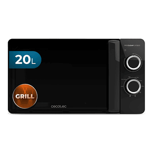 Cecotec Proclean 3130 Flatbed Microondas sin Plato - Potencia de 700W - Capacidad 20L - Grill 800W - Revestimiento Ceramico - Temporizador 30min - Ele