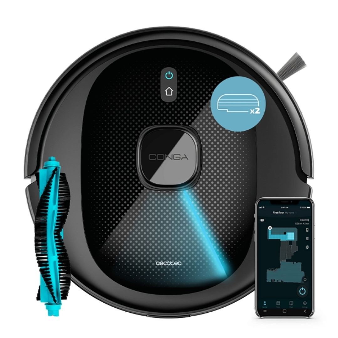 Cecotec Conga 8290 Immortal Ultra Power X-Treme Robot Aspirador 4 en 1 - 7000Pa - Navegacion Laser - Autonomia 280min - Control de Agua - 2 Mopas de F 1
