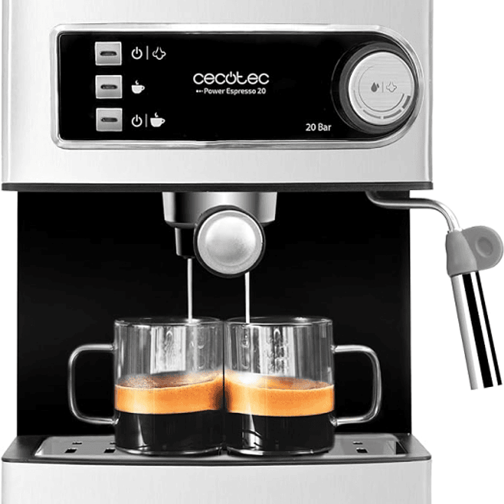 Cecotec Power Espresso 20 Cafetera Express Automatica - Potencia de 850W - Bomba de 20 Bares - Deposito de 1.5L - Doble Salida - Vaporizador Orientabl 1