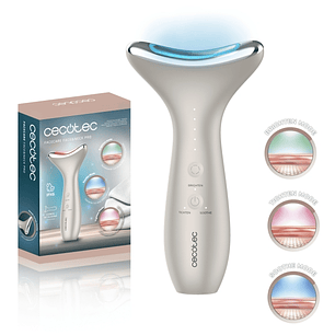 Cecotec FaceCare Face and Neck Pro Cepillo de Fototerapia Facial - Rostro y Cuello - 3 Modos - Luz LED - 5 Niveles de EMS - Vibracion y Calor - Tempor