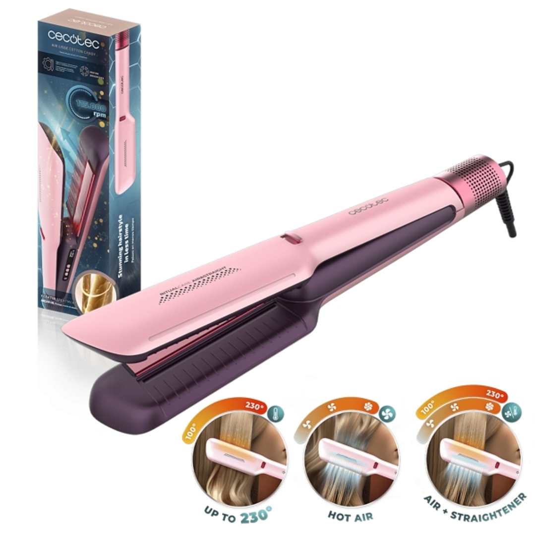 Cecotec RitualCare Air Lisse Aluminum Plancha de Pelo con Aire - 3 Modos de Uso - Temperatura Ajustable - Reduce Encrespamiento - Revestimiento con Ke 1