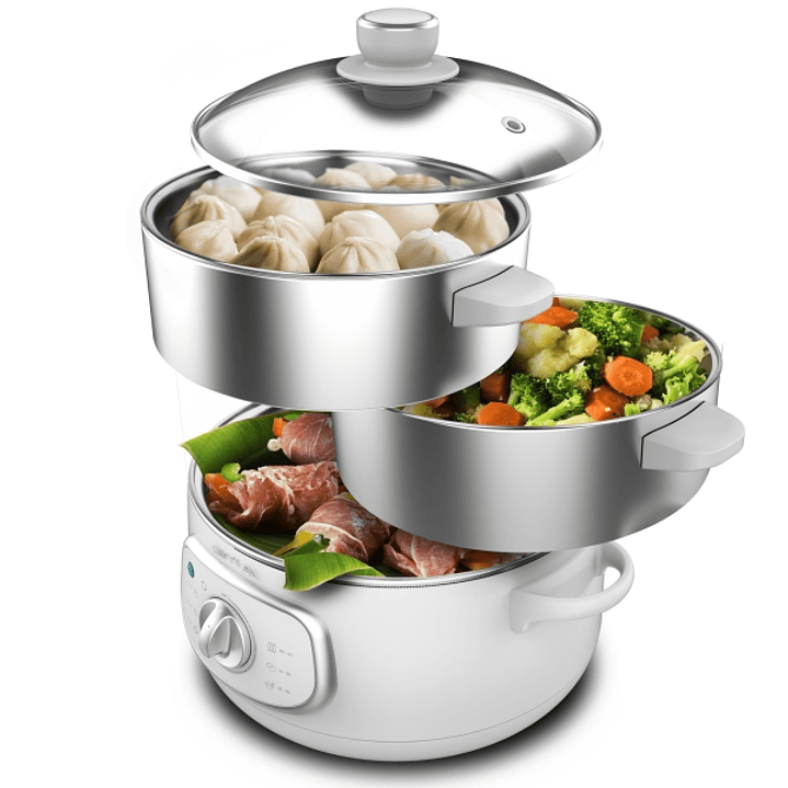 Cecotec Vapovita SteelPot Vaporera Multifuncional - 1300W - Cocina Saludable - Recipientes de Acero Inoxidable - Capacidad de 10L - Tiempo Ajustable - 1