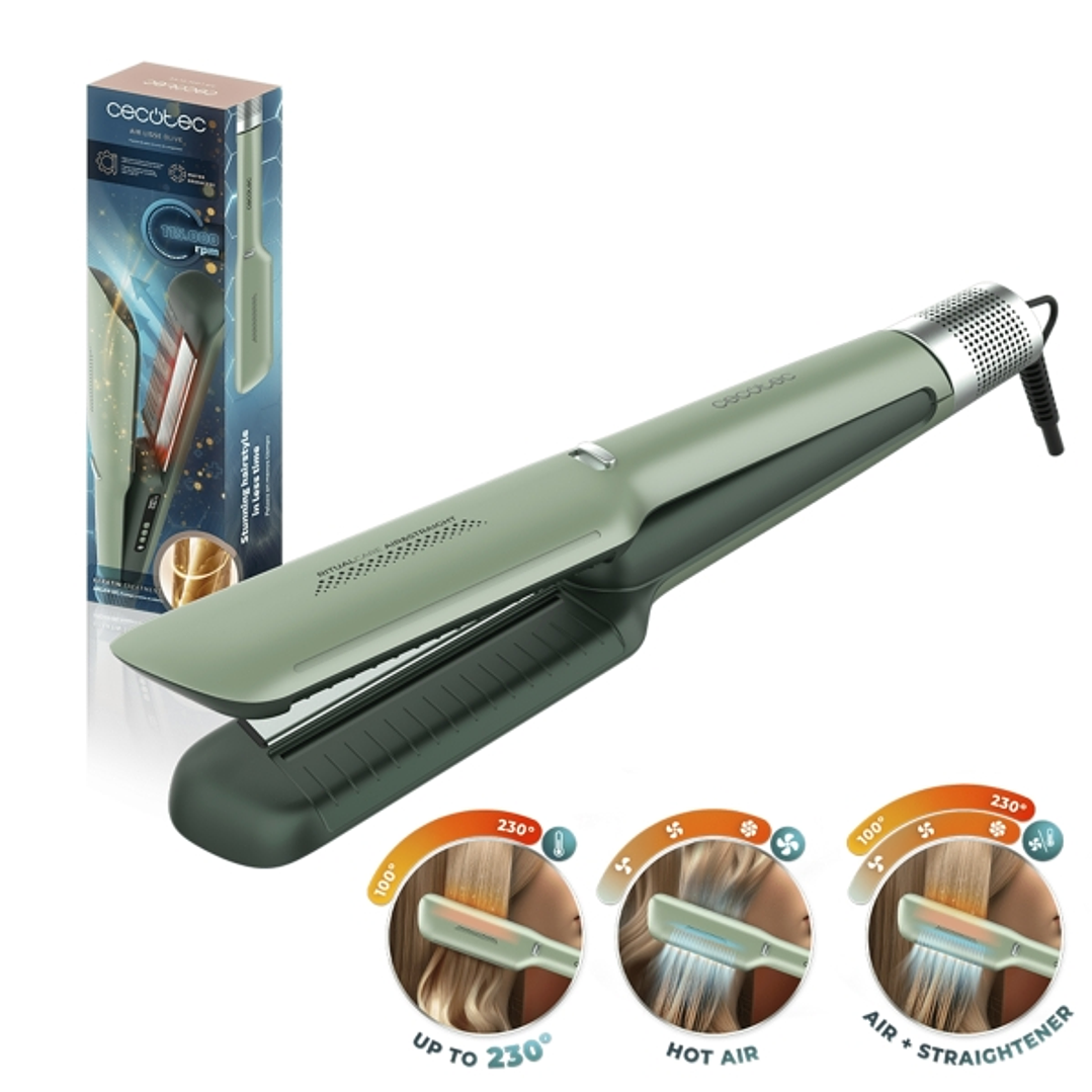 Cecotec RitualCare Air Lisse Blue Plancha de Pelo con Aire - 3 Modos de Uso - Temperatura Ajustable - Tecnologia Ionica - Motor Silencioso sin Escobil 1