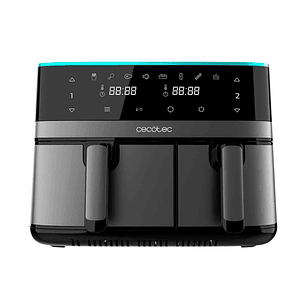 Cecotec Cecofry DuoSize 9000 Feidora sin Aceite Doble - 2700W - Capacidad 9L - Panel Multifuncion - Cocina Saludable - 8 Modos Preconfigurados - Acero