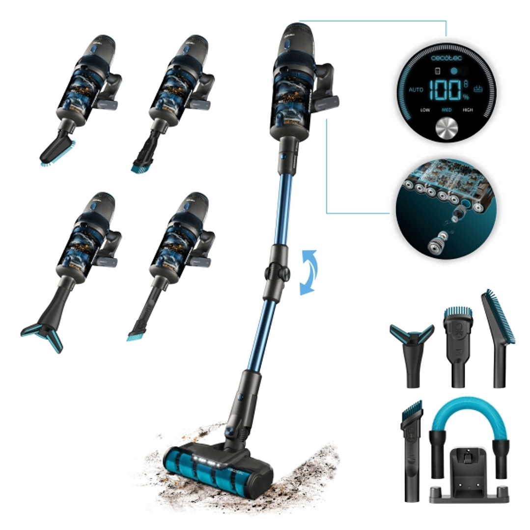 Cecotec Conga Rockstar 11500 Odyssey ErgoFlex Aspirador Escoba Vertical sin Cable - 850W - 30kPa - Autonomia 90min - Cepillo Motorizado - Tubo Flexibl 1