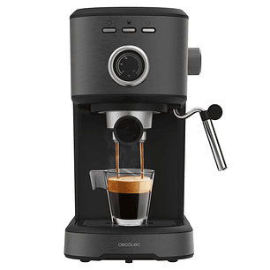 Cecotec Power Espresso 20 Pecan Steel Cafetera Expresso - 1100W - 20Bar - Vaporizador Orientable - Capacidad Deposito 1.25L - Calienta Tazas - Control