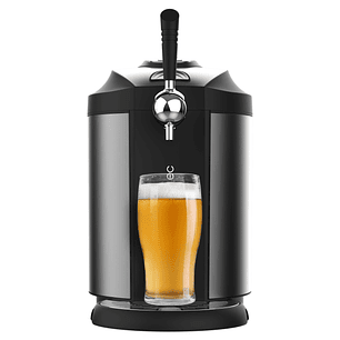 Cecotec BeerFlow Steel 5000 Dispensador de Cerveza - 65W - Compatible con Barriles 5L - Temperatura de 2 a 12°C - Indicador LED - Bandeja Recogegotas 