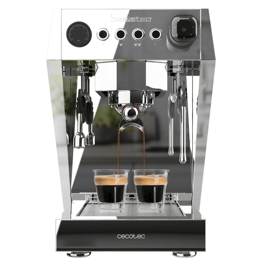 Cecotec Baristeo Brava Cafetera Expresso - 3150W - Sistema de Pre-Infusion - 15Bar - Caldera Doble de Acero y Aluminio - Manometro - 4 Vaporizadores P 1