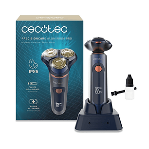 Cecotec PrecisionCare Pro Afeitadora Rotativa - Pantalla LCD - Cuchillas de Titanio Dobles - Autonomia 80min - Resistencia IPX6 - Base de Carga - Colo