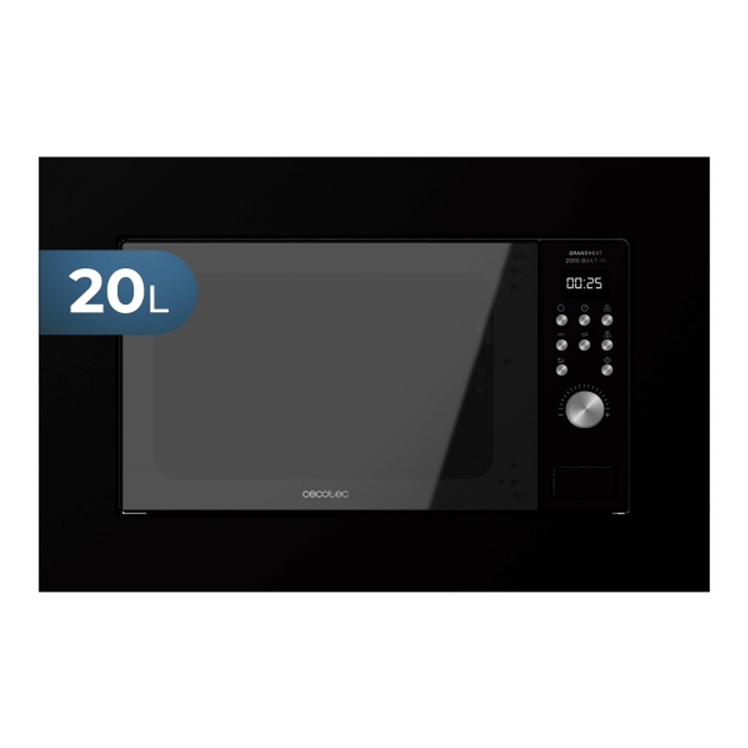 Cecotec GrandHeat 2000 Built-in Microondas Encastrable - 700W - Capacidad 20L - Grill 900W - 9 Funciones Preconfiguradas - Descongelacion por Peso - T 1