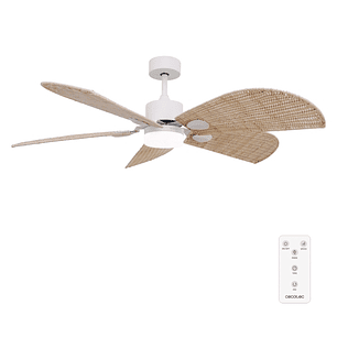 Cecotec EnergySilence Aero 5290 Natural Ventilador de Techo con Luz LED - 40W - Motor Dc - Aspas de Ratan Trenzado - Diametro de 132cm - Mando a Dista