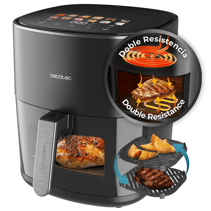 Cecotec Cecofry and Grill Duoheat 6500 Freidora sin Aceite 3 en 1 - Potencia de 2200W - Plancha - Grill - Capacidad 6.5L - Control de Temperatura - 12 1