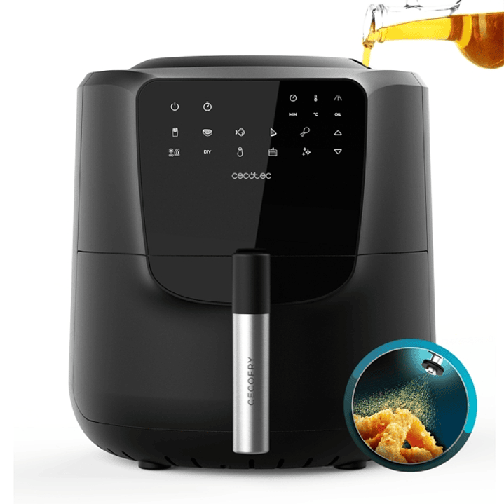 Cecotec Cecofry Rain Freidora sin Aceite - 1550W - Autodosificador de Aceite - Capacidad 5.5L - Panel Multifuncion - 8 Menus Preconfigurados - Funcion 1