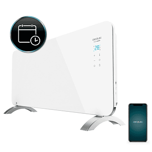 Cecotec Ready Warm 6750 Crystal Connection Convector de Cristal Templado - 2000W - Cobertura hasta 20m2 - Control Wi-Fi con App - LED Tactil - 2 Nivel