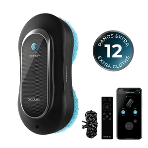 Cecotec Conga Windroid 1090 Double Spray Connected Robot Limpiacristales - Limpieza 3 en 1 - Control Via App y Mando - 8 Modos - Incluye 12 Mopas - Si