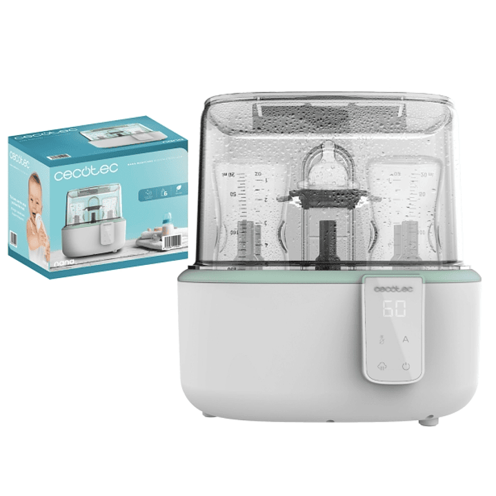Cecotec Nana BabyCare DigitalSterilizer Esterilizador para hasta 6 Biberones - 600W - Esteriliza en 8min - Libre de BPA - Soporte para Tetinas - 3 Mod 1