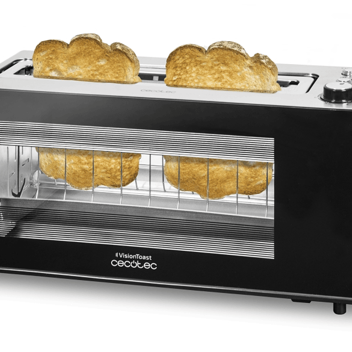 Cecotec VisionToast Tostadora de Ranura Larga - 1260W - Ventana de Cristal - Ranura XL Extra Ancha - 7 Niveles de Tostado - 3 Funciones Preconfigurada 1