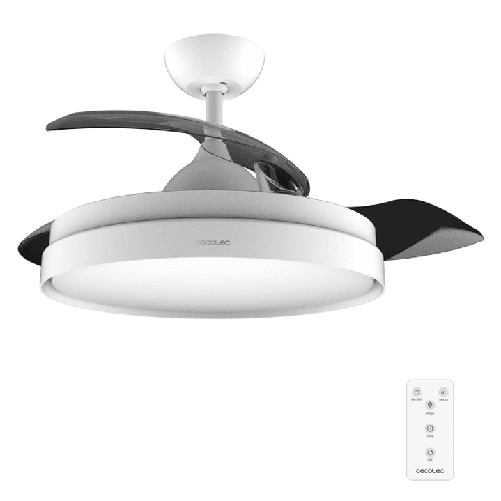 Cecotec EnergySilence Aero 4280 Invisible White Ventilador de Techo con Luz - 40W - Aspas Retractiles - 3 Tonos - Diametro de 42