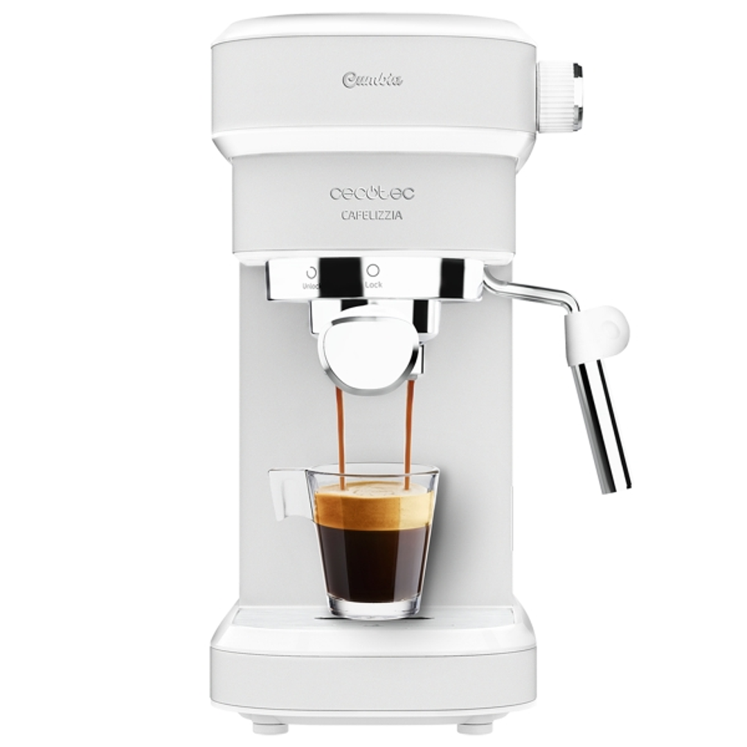 Cecotec Cafelizzia 790 White Cafetera Expresso - 1350W - Presion de 20Bar - Vaporizador Orientable - Deposito 1.2L - Doble Salida de Cafe - Sistema de 1