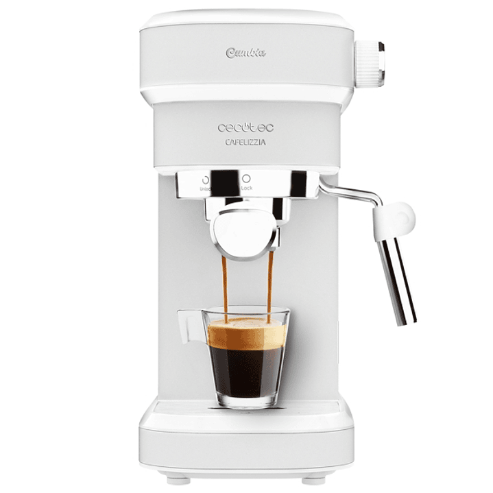 Cecotec Cafelizzia 790 White Cafetera Expresso - 1350W - Presion de 20Bar - Vaporizador Orientable - Deposito 1.2L - Doble Salida de Cafe - Sistema de 1
