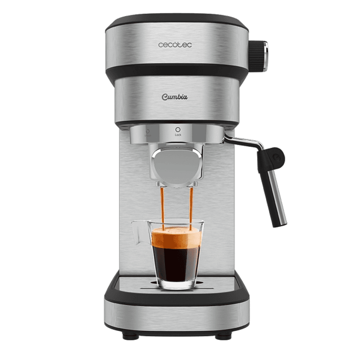 Cecotec Cafelizzia 790 Steel DUO Cafetera Expresso - 1350W - Presion de 20Bar - Doble Salida de Cafe - Vaporizador Orientable - Deposito 1.2L Extraibl 1