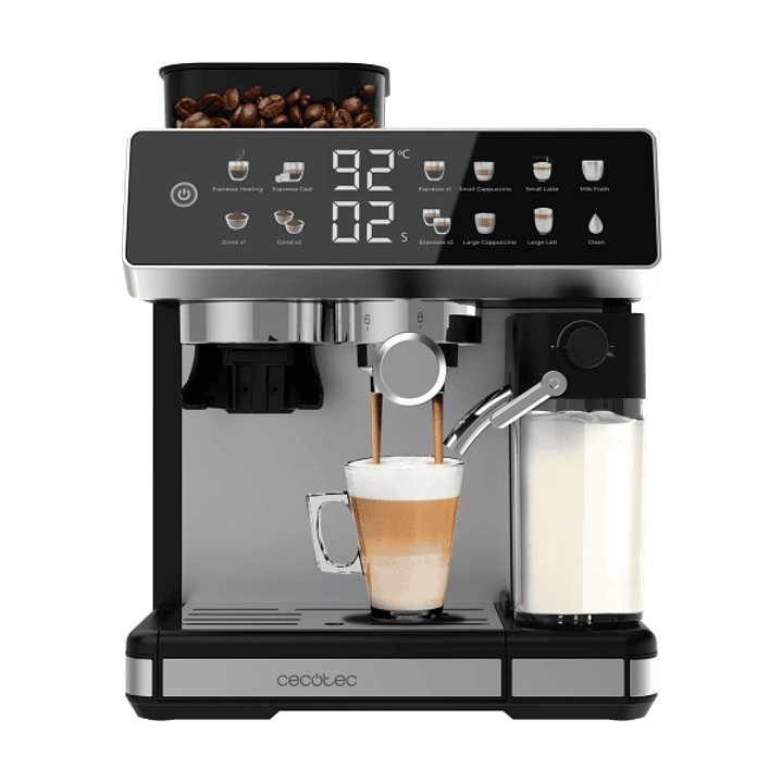 Cecotec Power Espresso 20 Barista Grind and Latte Cafetera Expresso - 1350W - Molinillo Conico Ajustable - Deposito Leche 500ml - Pantalla Tactil - 20 1
