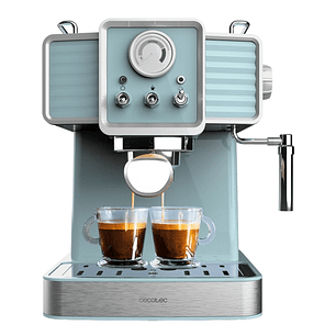 Cecotec Power Espresso 20 Tradizionale Light Blue Cafetera Expresso - 1350W - 20Bar - Manometro - Vaporizador Orientable - Capacidad 1.5L - Estilo Vin