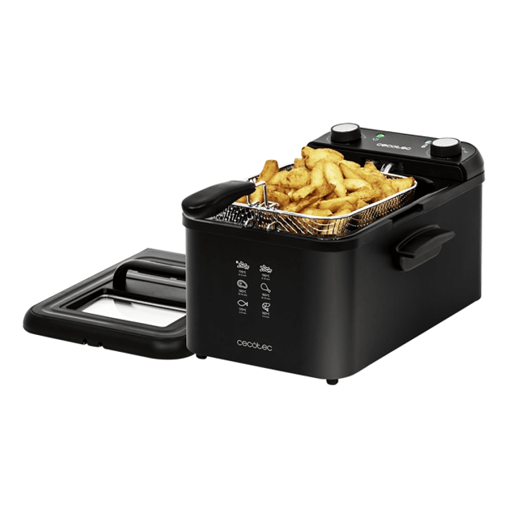 Cecotec Cleanfry Infinity 3000 Freidora Electrica - 2400W - Capacidad de 3L - Filtro Incluido - Tapa con Ventana - Temperatura Regulable - Temporizado 1