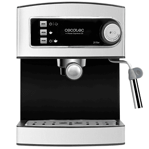 Cecotec Power Espresso Cafetera Expresso - 850W - 20Bar - Deposito 1.6L Extraible - Doble Salida - Vaporizador Orientable - Calienta Tazas - Acabados 