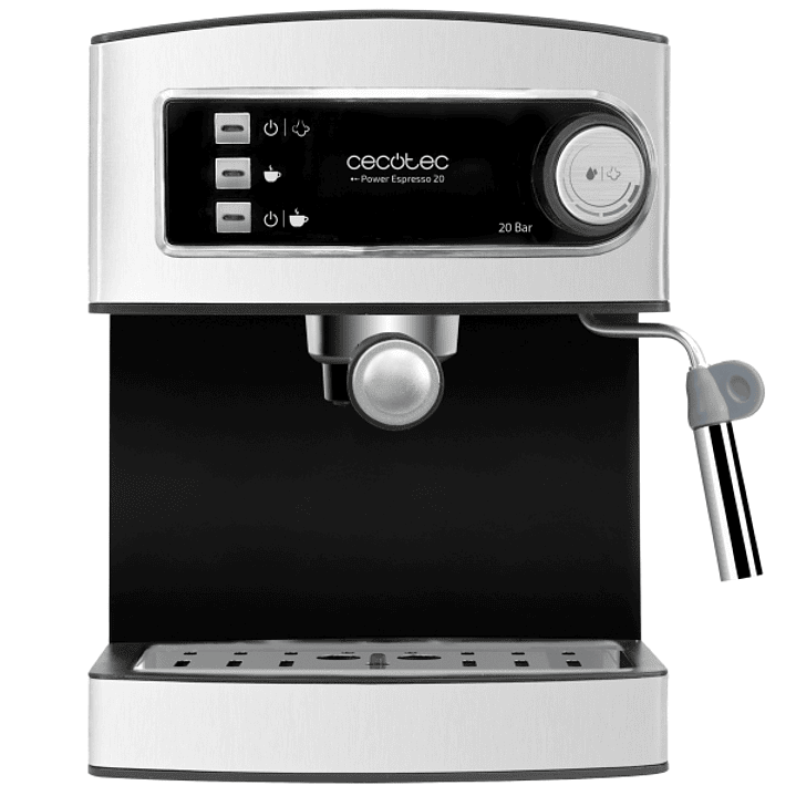 Cecotec Power Espresso Cafetera Expresso - 850W - 20Bar - Deposito 1.6L Extraible - Doble Salida - Vaporizador Orientable - Calienta Tazas - Acabados  1