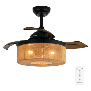 Cecotec EnergySilence Aero 3600 Invisible Natural Style Ventilador de Techo con 3 Aspas Retractiles - 25W - 6 Velocidades - Temporizador - Tulipa Natu