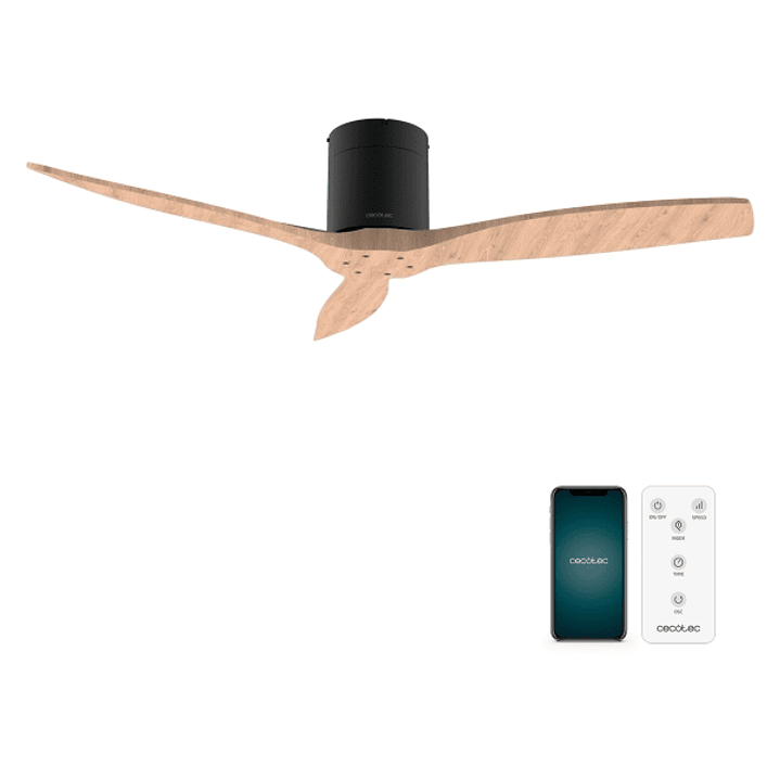 Cecotec EnergySilence Aero 5500 Aqua Black and WhiteWood Connected Ventilador de Techo de 3 Aspas - 40W - Diametro de 52