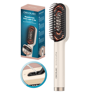 Cecotec HairCare Revitalize Little Cepillo Reparador de Cabello - Desenredante - Luz LED - Aplicador de Serum Integrado - Masaje Vibratorio - Color Bl