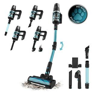 Cecotec Conga Rockstar 9500 Lunar Pet Flex Aspirador Escoba Vertical sin Cable - 780W - 30kPa - Autonomia 90min - Cepillo Antienredos - Pantalla LED -