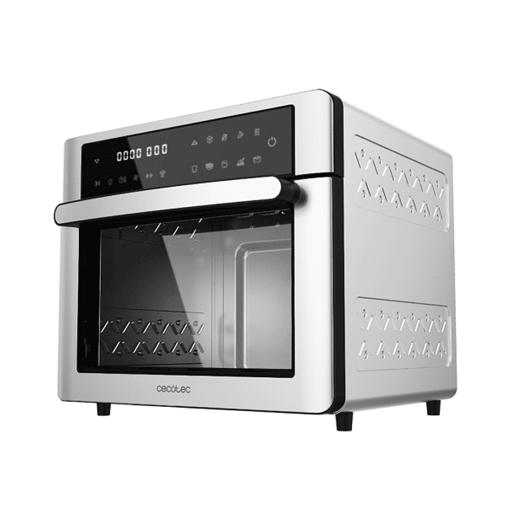 Cecotec Bake and Fry 3000 Touch Steel Horno de Sobremesa - 1600W - Capacidad 30L - Freidora de Aire - Pantalla Tactil - 9 Funciones - Cocina por Conve 1