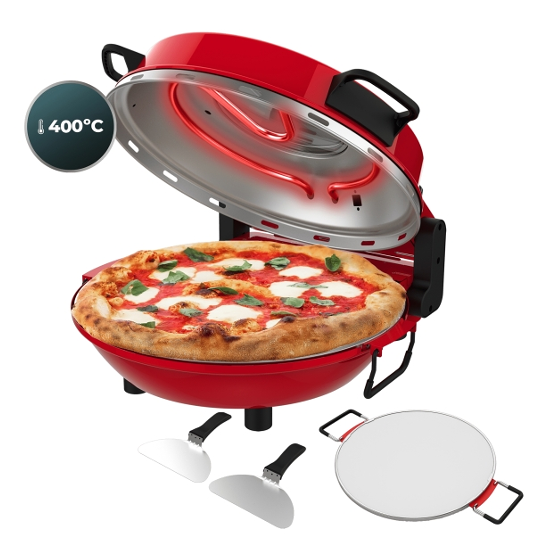 Cecotec Fun Pizza and Co Mamma Mia Window Horno Electrico para Pizzas - 1200W - Ventana de Visualizacion - Temporizador - Temperatura Ajustable - Resi 1