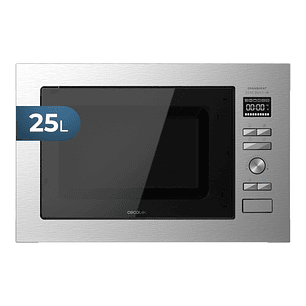 Cecotec GrandHeat 2590 Built-in Microondas Encastrable - 900W - Capacidad 25L - Grill 1000W - 8 Funciones Preconfiguradas - Temporizador - Revestimien