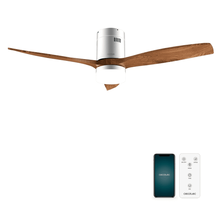 Cecotec EnergySilence Aero 5600 Aqua IronDarkWood Connected Ventilador de Techo con 3 Aspas de Madera y Luz - 40W - Diametro de 52