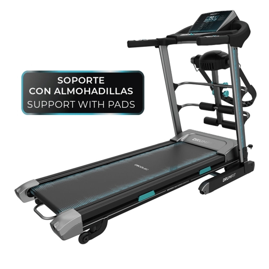 Cecotec DrumFit WayHome 1600 Obelia Pro Cinta de Correr Plegable - 1500W - Velocidad 16km/h - Inclinacion Motorizada - Amortiguacion - LCD - Cinturon  1