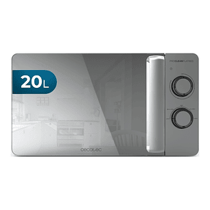 Cecotec Proclean 3060 Flatbed Mirror Microondas sin Plato - 700W - Capacidad de 20L - Revestimiento Ceramico - Temporizador - Espejo Metalizado - Tecn