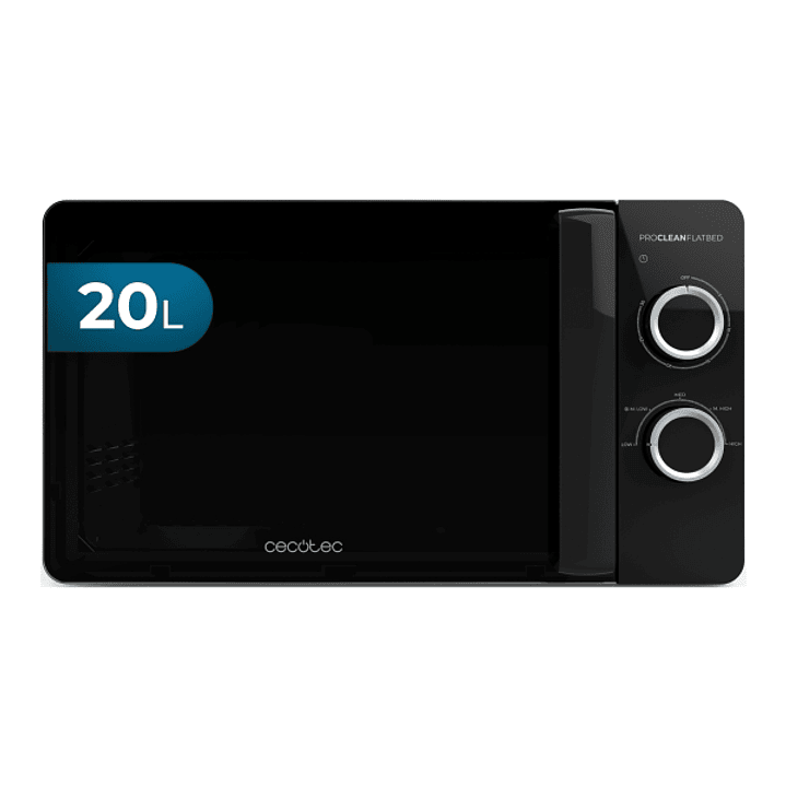 Cecotec Proclean 3030 Flatbed Microondas sin Plato - Potencia de 700W - Capacidad 20L - Revestimiento Ceramico - Temporizador 30min - Compacto - Tecno 1