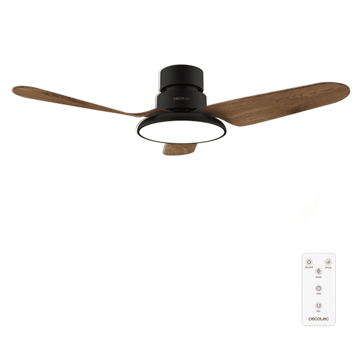 Cecotec EnergySilence Aero 5200 Light DarkWood Ventilador de Techo con 3 Aspas de Madera y Luz - 40W - Diametro de 43