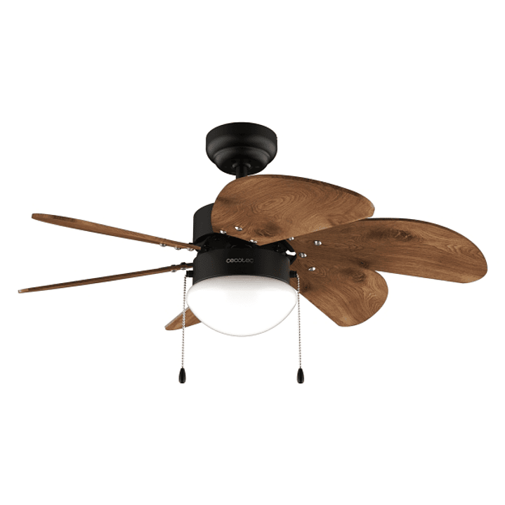 Cecotec EnergySilence Aero 365 BlackandWood Ventilador de Techo con 6 Aspas Reversibles y Lampara - 50W - Diametro de 36