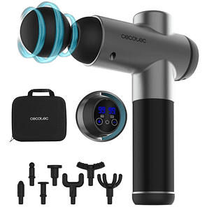 Cecotec SkinCare Massage Full Recovery Pistola de Masaje - LCD - Intensidad Ajustable - Relaja Musculos y Mejora Circulacion - 8 Cabezales Intercambia