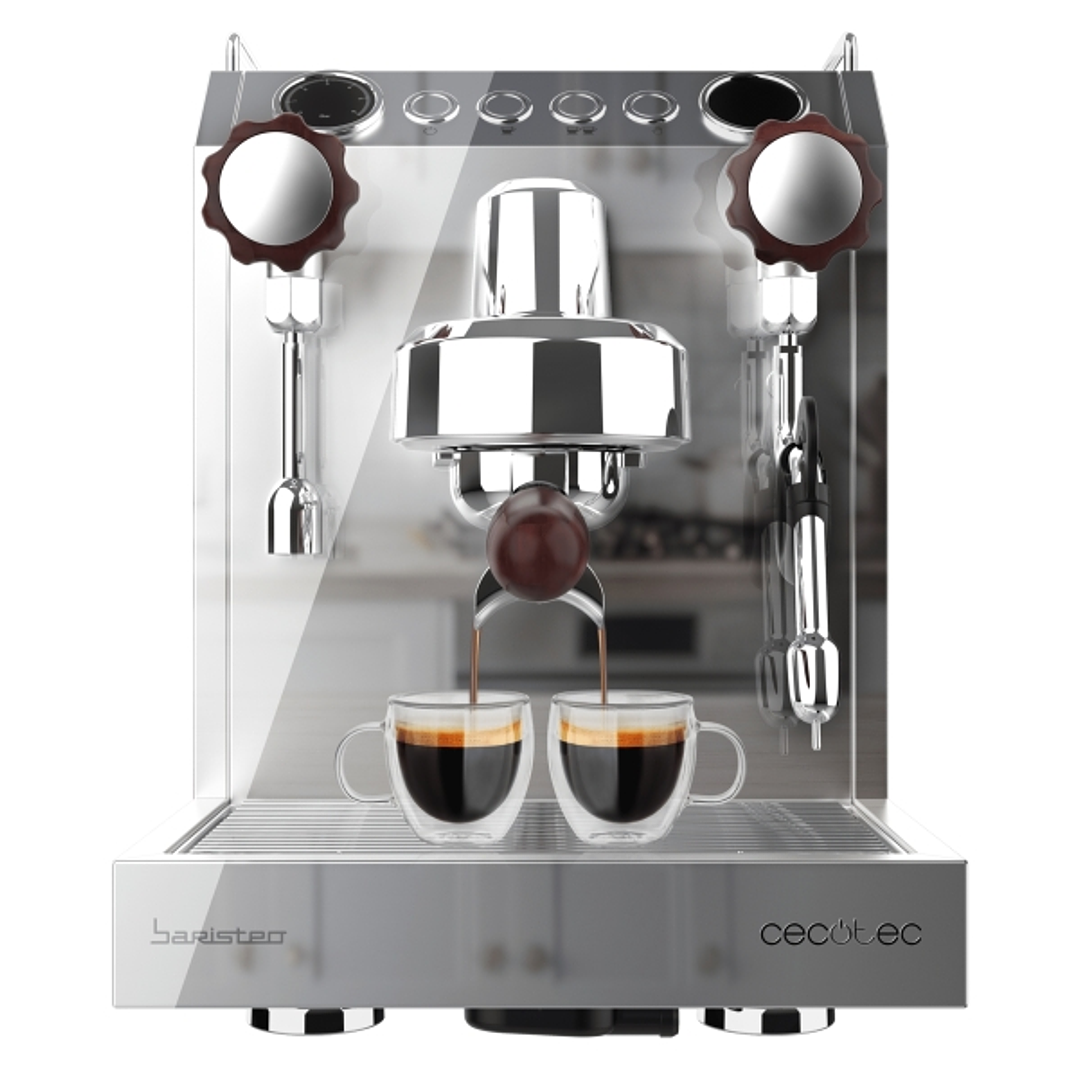 Cecotec Baristeo Classic Cafetera Expresso - 2700W - Sistema de Pre-Infusion - 15Bar - Control PID - Deposito 2.5L Extraible - Grifos Independientes - 1