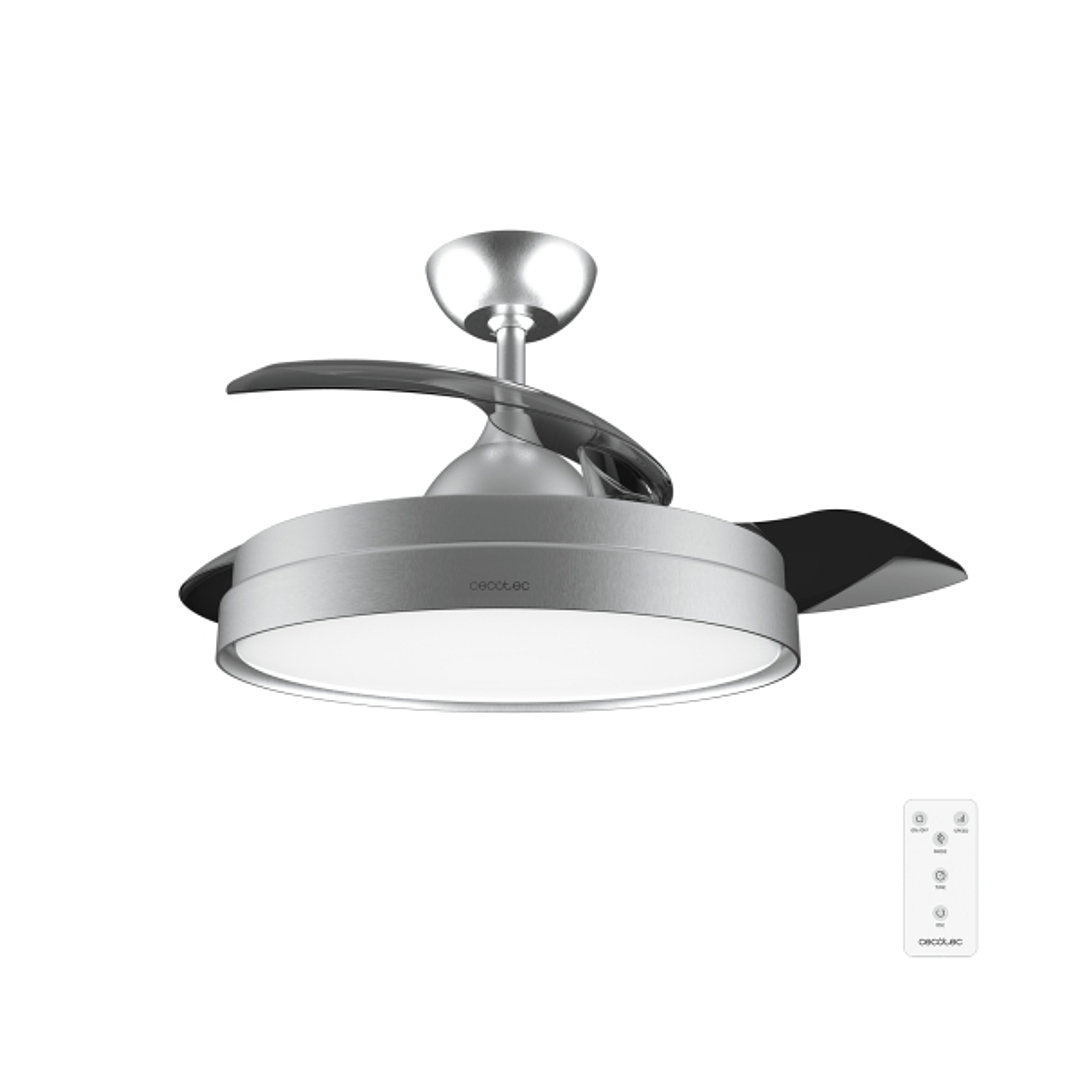 Cecotec EnergySilence Aero 4300 Invisible Steel Ventilador de Techo con Luz LED - 35W - 6 Velocidades - Aspas Retractiles - Mando a Distancia - Tempor 1