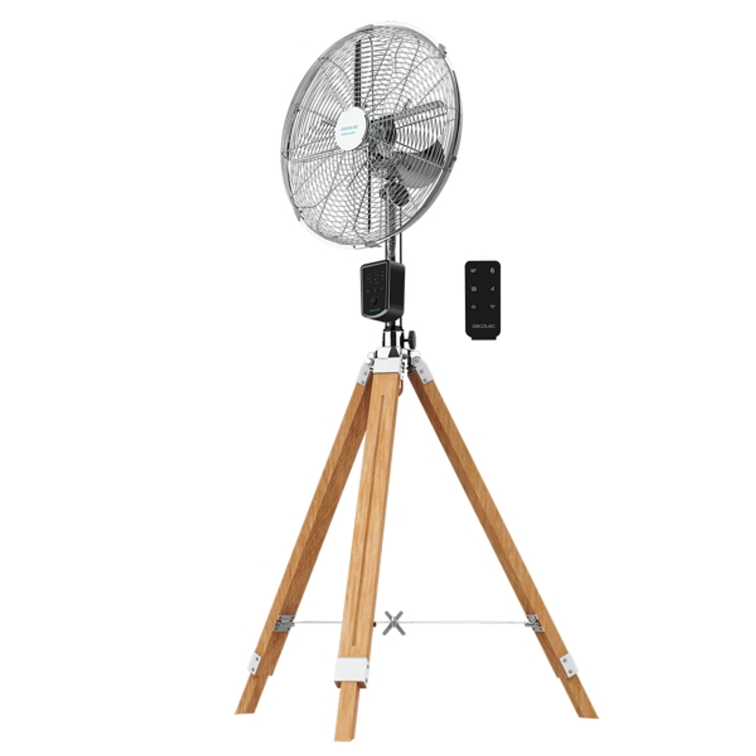 Cecotec EnergySilence 1600 Woody Smart Ventilador de Pie con 4 Aspas - 50W - Diametro de 40cm - 3 Velocidades - Temporizador - Altura Ajustable - Osci 1