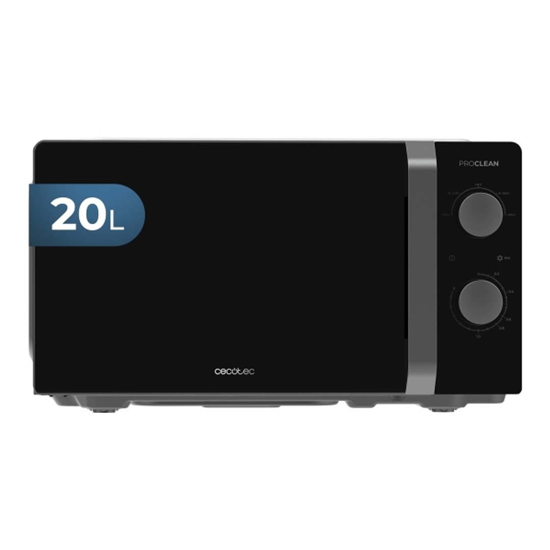Cecotec Proclean 2010 Inverter Microondas - Potencia de 700W - Capacidad 20L - 5 Niveles de Coccion - Plato de 245mm - Temporizador 30min - Avisador A 1