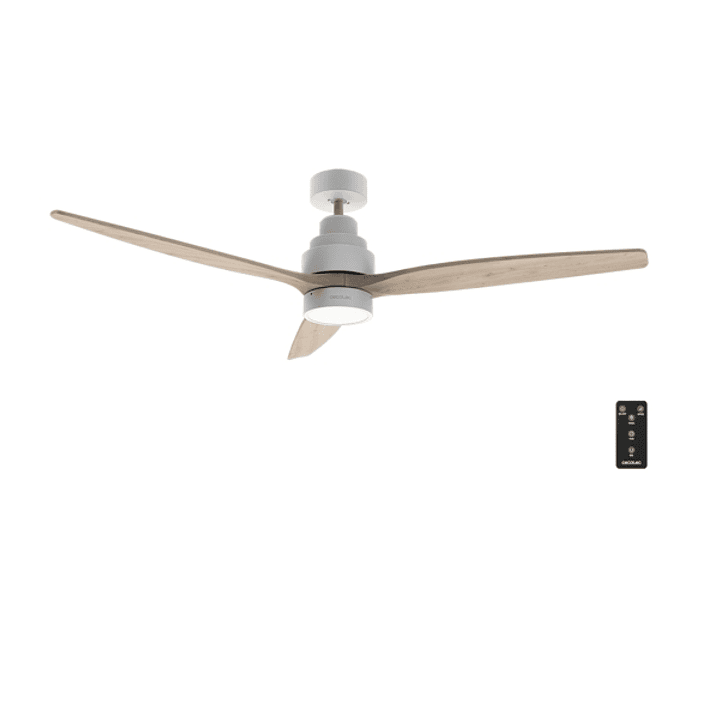 Cecotec EnergySilence Aero 5300 WhiteandWood Design Ventilador de Techo con 3 Aspas y Luz - 40W - Diametro de 52